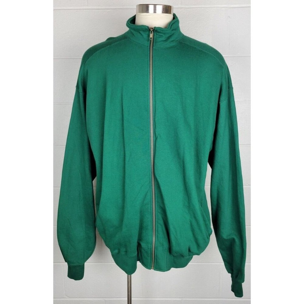 Vintage LL Bean Russell Green‎ Zip Front Sweatshirt Jacket USA 2XL Tall